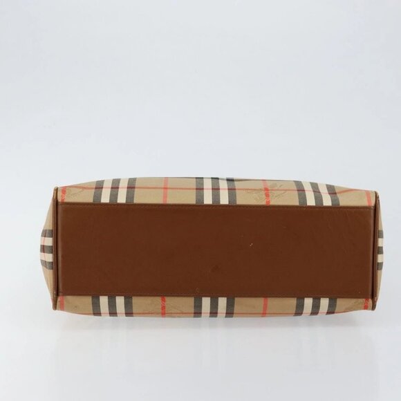 Burberrys Nova Check Hand Bag Canvas Gold Beige Auth ep11255 - Picture 6 of 15